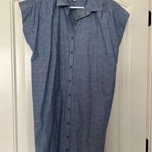 LOFT Blue Button Down Casual Dress